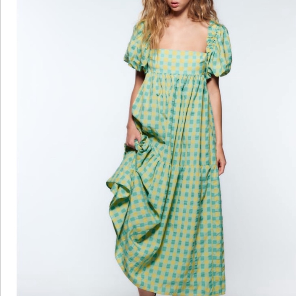 Zara Yellow gingham print dress